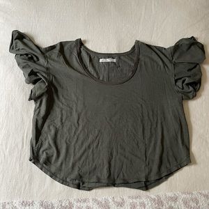 Free People green flutter sleeve top